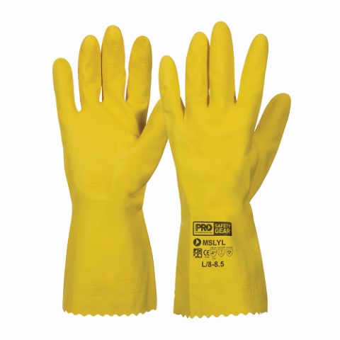 GLOVE LATEX/NITRILE BLEND SILVER LINED - YELLOW - LGE 